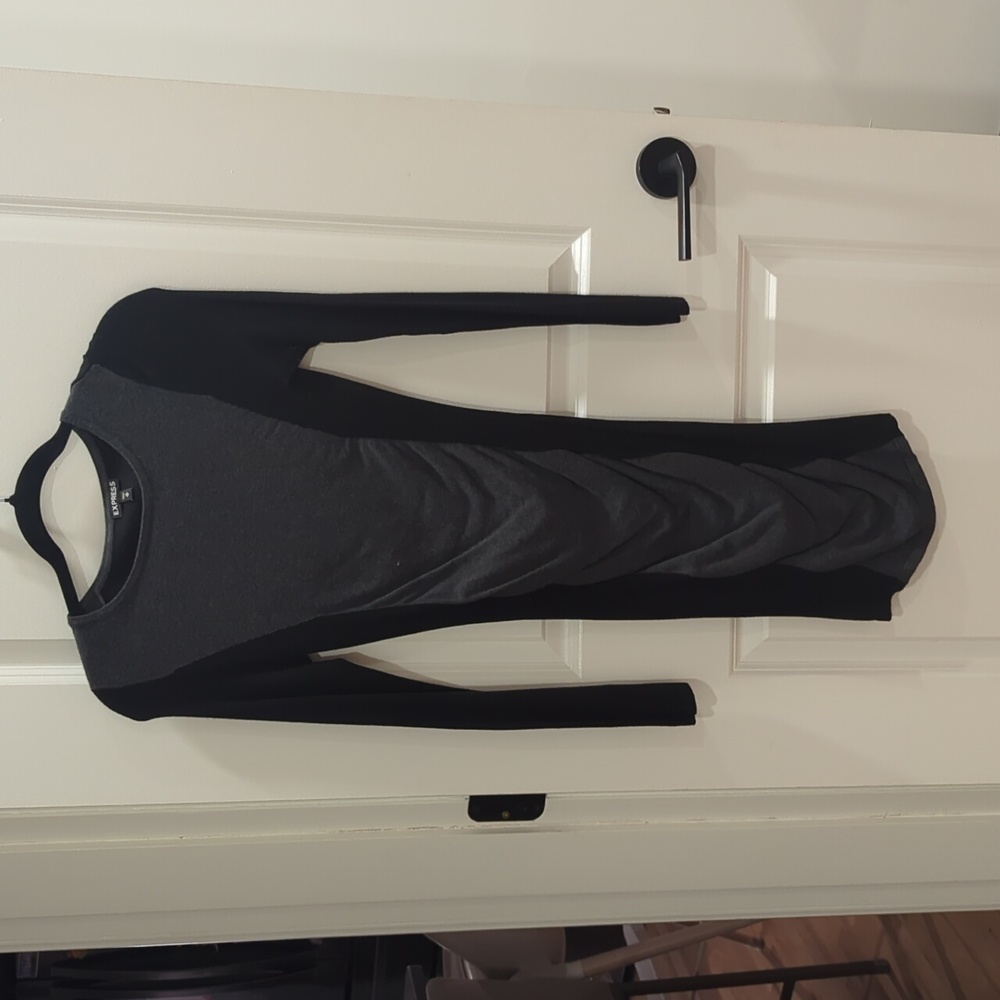 Express Grey & Black Bodycon Midi Dress